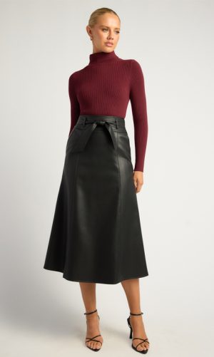 Anika Faux Leather Midi Skirt