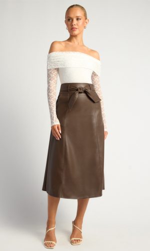 Dakota Faux Leather Midi Skirt