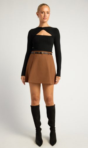 Morgan Faux Wool Mini Skirt
