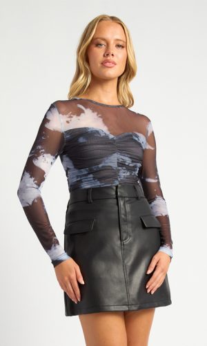 Chantez Print Mesh Top