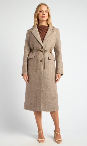 Dion Faux Wool Herringbone Coat