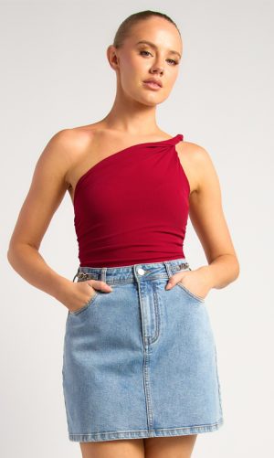 Rowen One-Shoulder Mesh Top