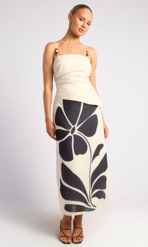 Paloma Floral Faux Linen Skirt